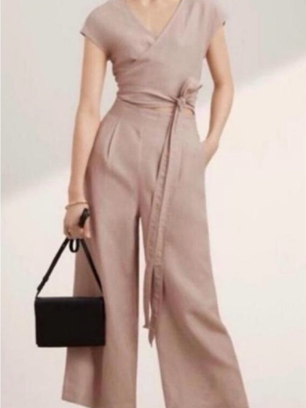Wilfred Blush Wrap Jumpsuit with Self-Tie Waist